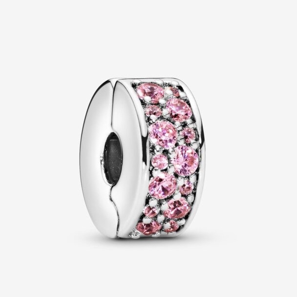 PANDORA - Pink Pavé Clip Charm - SET OF 2 - NEW
